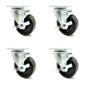 Service Caster 4 Inch Phenolic Wheel Swivel Top Plate Caster Set with Brake SCC-20S414-PHS-TLB-TP3-4